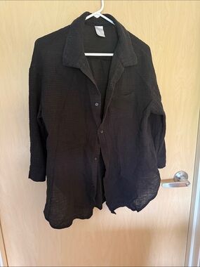 Kona Sol Black Lightweight Button-Front Jacket